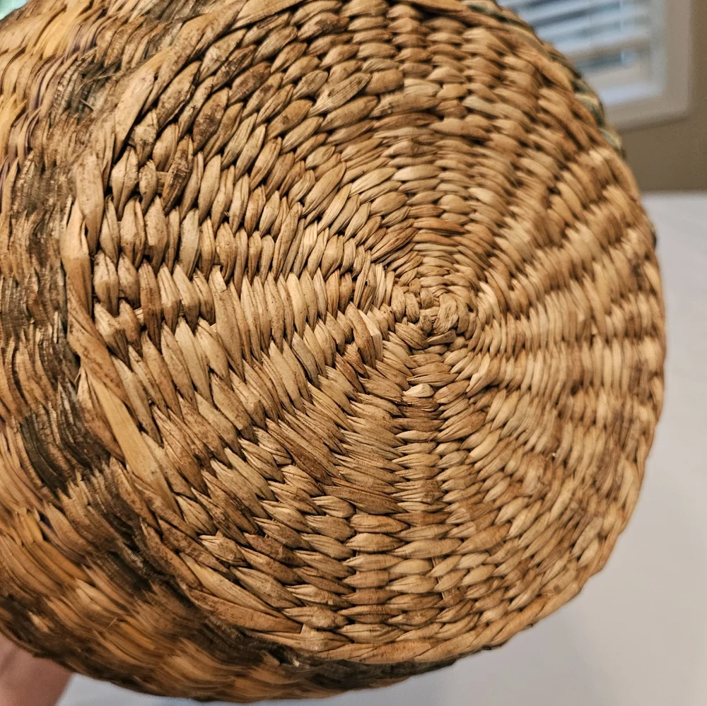 Large Handwoven  Wicker Vase Boho Decor Brown & Tan